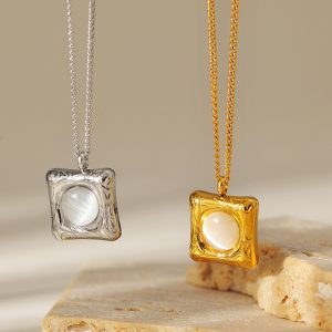Square Opal Pendant Necklace For Women