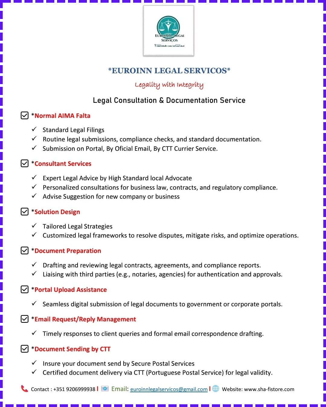 EuroInn Legal Service card -1