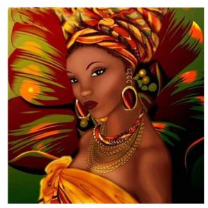 African Woman Diamond Painting Mosaic Portrait Wall Art