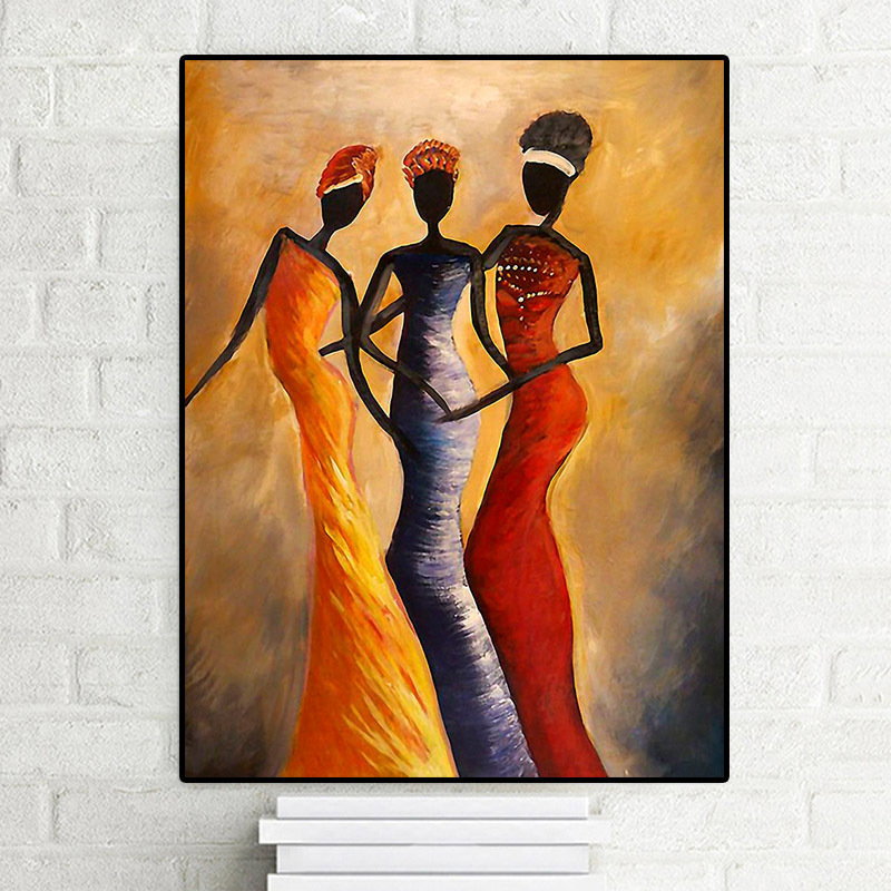 Vintage African American Woman Portrait Poster Art Wall Living Room Decoration Canvas Painting