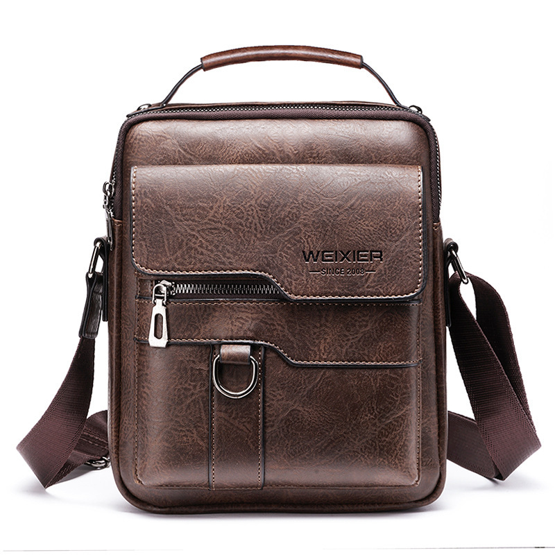 Popular Men's Messenger Bag One Shoulder Retro Business Backpack PU Leather Flaps Crossbody Bags Business Flap Male Solid Travel Bag