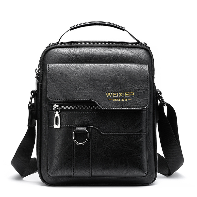 Popular Men's Messenger Bag One Shoulder Retro Business Backpack PU Leather Flaps Crossbody Bags Business Flap Male Solid Travel Bag