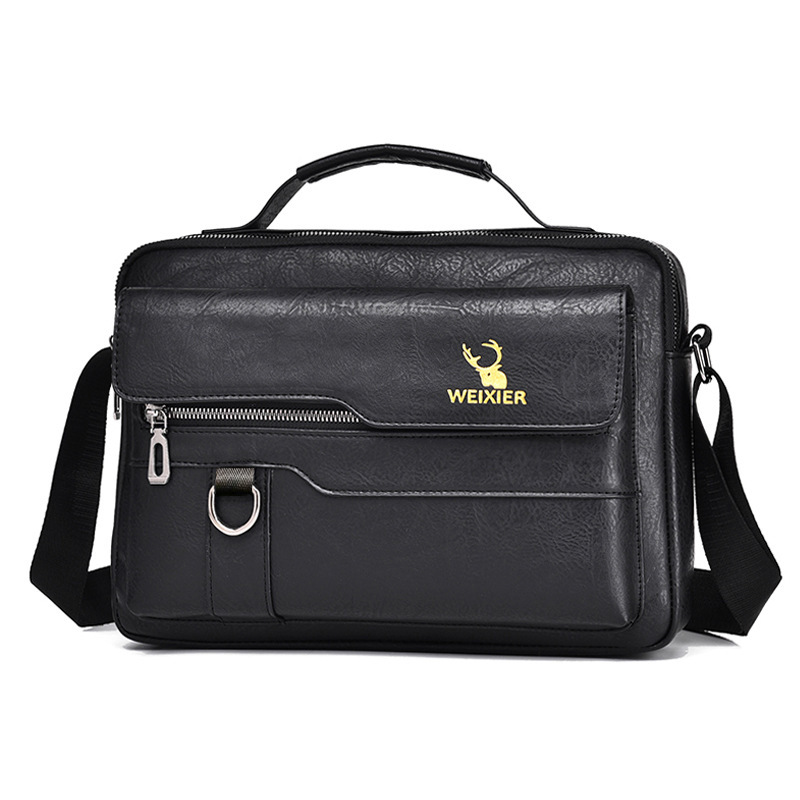 Popular Men's Messenger Bag One Shoulder Retro Business Backpack PU Leather Flaps Crossbody Bags Business Flap Male Solid Travel Bag