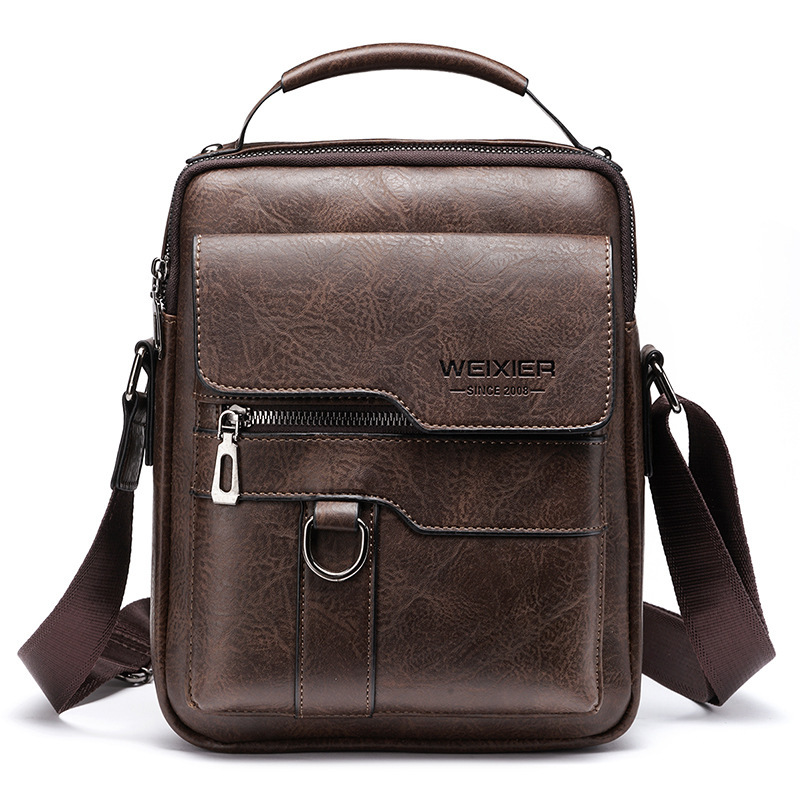 Popular Men's Messenger Bag One Shoulder Retro Business Backpack PU Leather Flaps Crossbody Bags Business Flap Male Solid Travel Bag